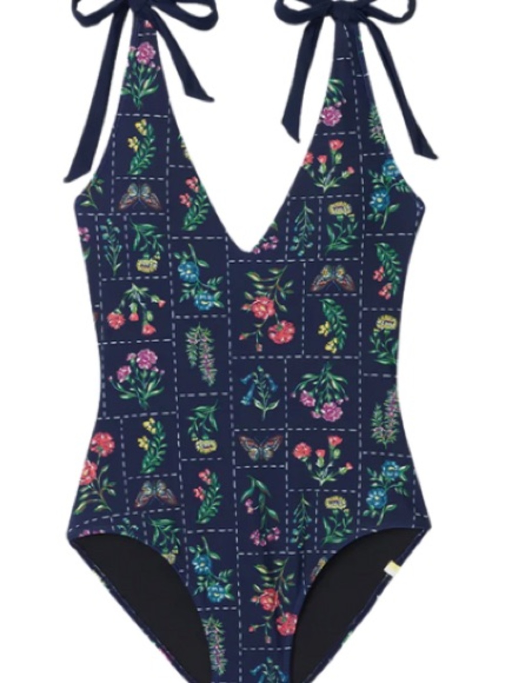 summersalt Navy Floral One-Piece Swimsuit with Tie Straps